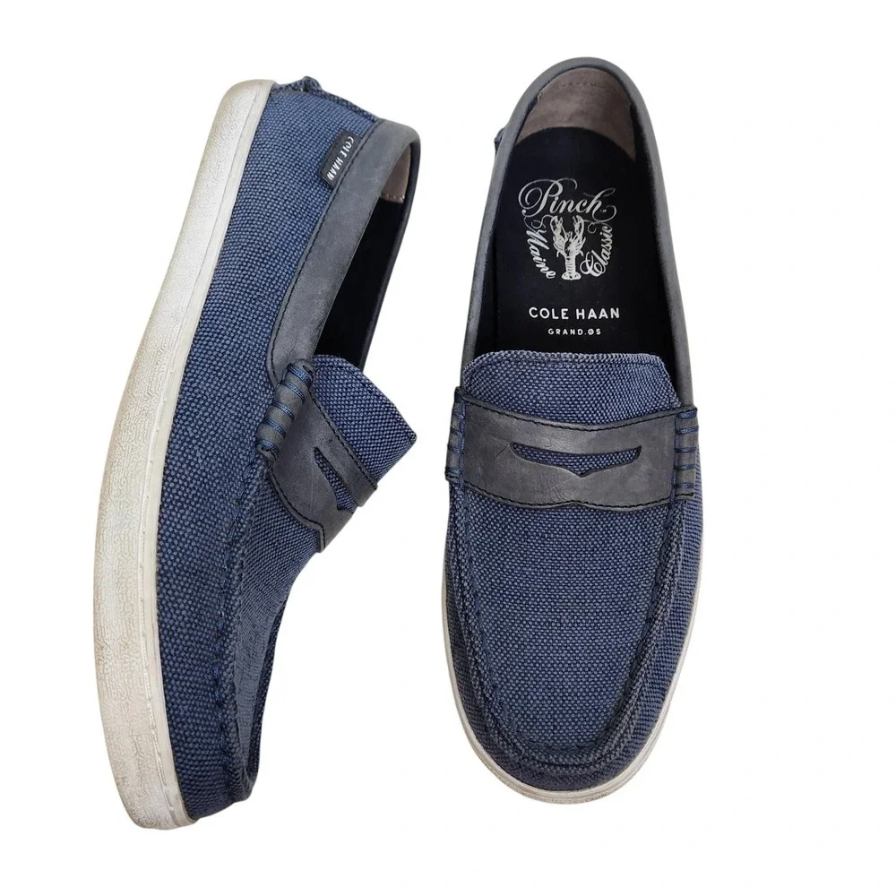 COLE HAAN Shoes Mens 8.5 Blue Pinch Maine Classic Canvas Loafer Slip On Grand.OS